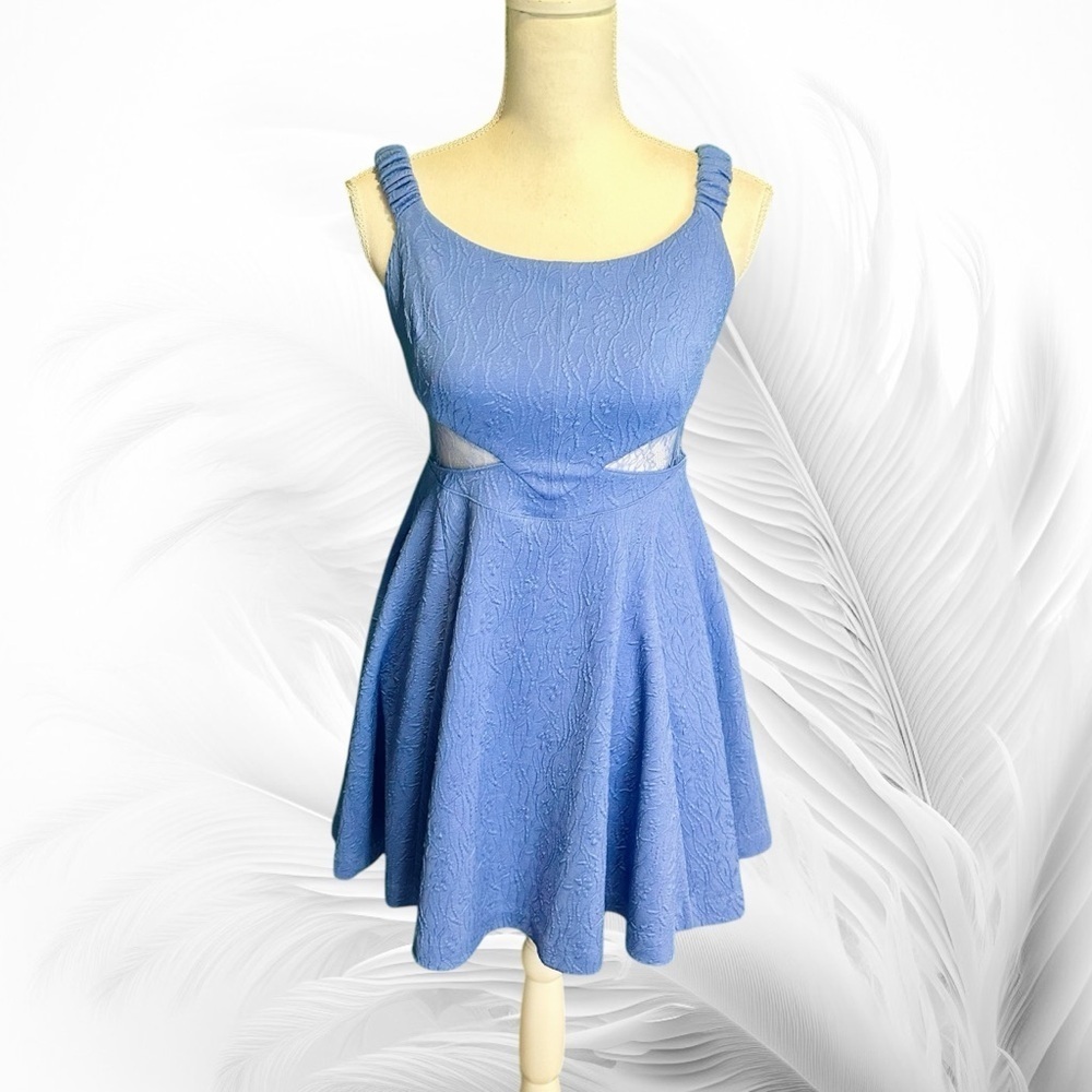 NWOT Free People Femme ‘Brooklyn’ Skater Mini Dress in Cornflower Blue Size XS